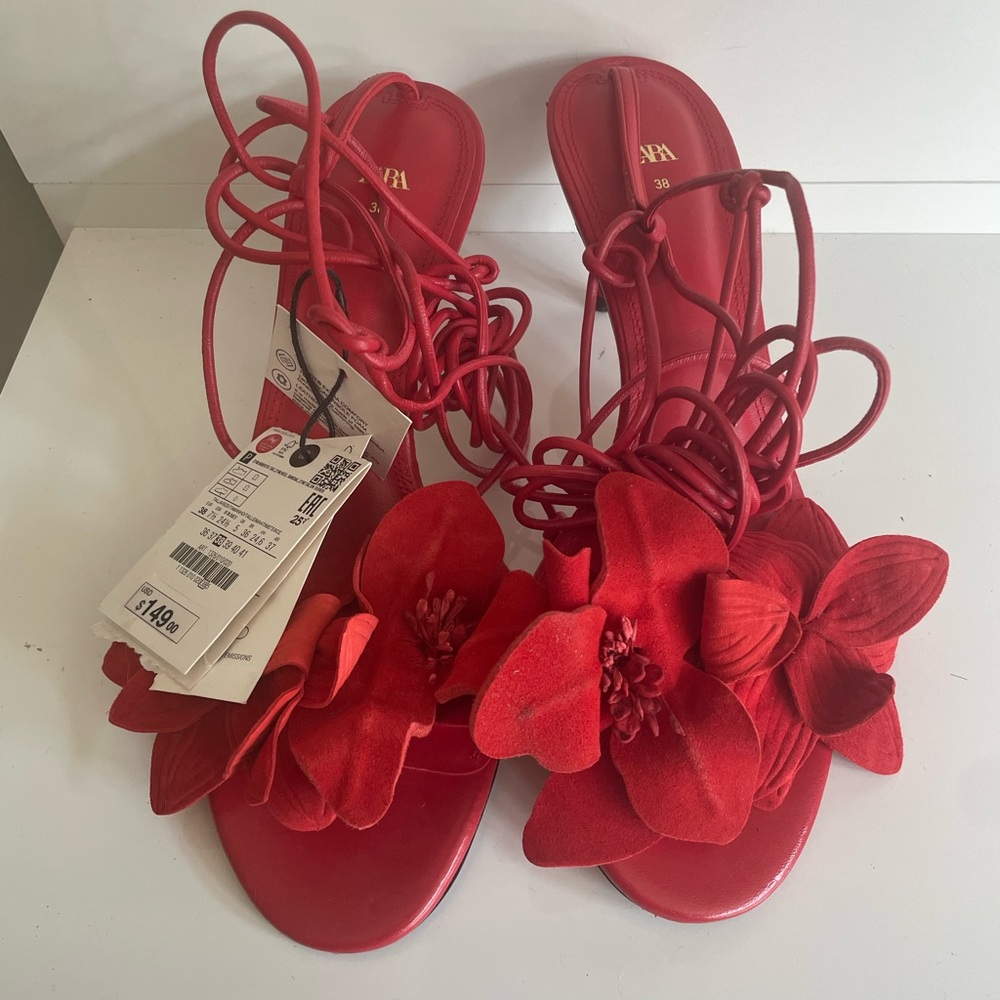 Zara Red Sandals Vibrant Style